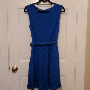 Cobalt blue belted dress